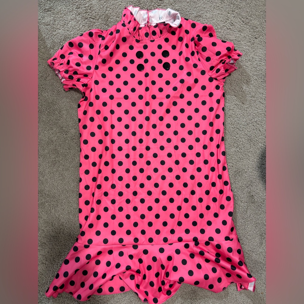 Pink and Black polka dot dress. Size L